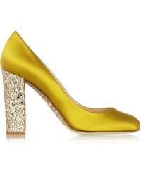 J.Crew Collection Etta Glitter-embellished Satin Court Shoes - Yellow