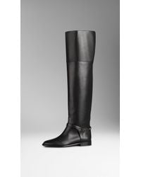 Burberry Leather Riding Boots - Black