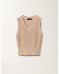 Fabiana Filippi - Cotton And Linen Gilet With Sequins, Sand - Lyst
