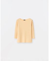 Fabiana Filippi - Cotton Wool Ribbed Boatneck Sweater With 3/4 Sleeve - Lyst