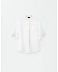 Fabiana Filippi - Linen Short Sleeve Shirt With Contrast Piping - Lyst
