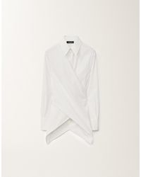 Fabiana Filippi - Bluse Aus Gestreifter Popeline, Optisches Weiß Und Aloegrün - Lyst