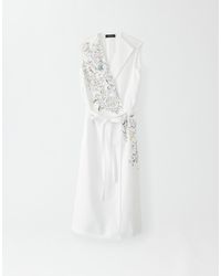 Fabiana Filippi - Poplin Sleeveless Wrap Dress With Embroidery - Lyst