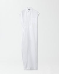 Fabiana Filippi - Linen Cloth Robe Dress With Shirt Collar And Chest Pocket - Lyst