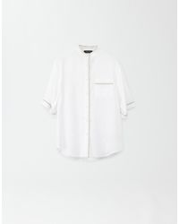 Fabiana Filippi - Linen Short Sleeve Shirt With Contrast Piping - Lyst