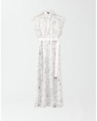 Fabiana Filippi - Printed Satin Shirt Dress With Contrast Fabric Belt - Lyst