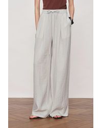Fabrique - Eva Ivory Ruched Drawstring Wide Leg Casual Pants - Lyst