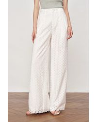 Fabrique - Eliana Cutwork Embroidery Wide Leg Pants - Lyst
