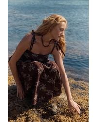 Fabrique - Eva Smocked Handpainted Floral Tie Shoulder Sleeveless Dress - Lyst