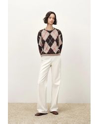 Fabrique - Ash Embroidered Contrast Argyle Sweater - Lyst
