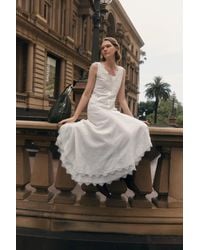 Fabrique - Azaria Boho Lace Panel Embroidery V Neck Sleeveless Dress - Lyst