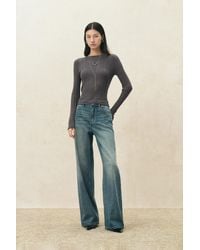 Fabrique - Lia Sheer Textured Rolled Edge Top - Lyst