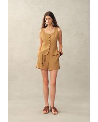 Fabrique - Suzane Handwork Stitched Scalloped Trim Sleeveless Top - Lyst