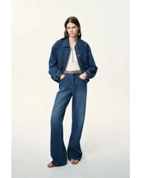 Fabrique - Colette Striped Washed Patch Pocket Jacket And Jeans Matching Set - Lyst