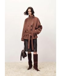 Fabrique - Asa Belted Low Waist Cropped Coat - Lyst
