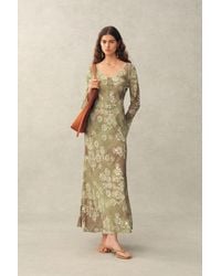 Fabrique - Iris Handpainted Floral Long Sleeve Dress - Lyst