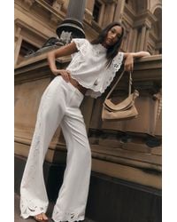 Fabrique - Elodie French Cutwork Embroidery Flare Pants - Lyst