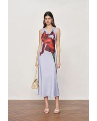 Fabrique - Cersei Iris Print Cowl Neck Sleeveless Dress - Lyst