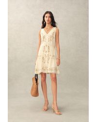 Fabrique - Aurelia Floral Lace Embroidery Sleeveless Dress - Lyst