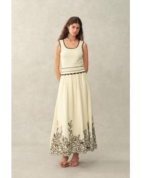 Fabrique - Vittra Embroidery And Woven Sleeveless Dress - Lyst