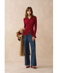 Fabrique - Katia Wavy Cuff Fitted Collared Cardigan - Lyst