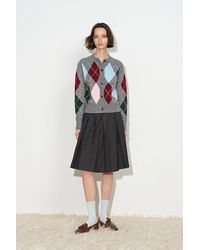 Fabrique - Hart Argyle Fitted Cropped Cardigan - Lyst