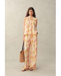 Fabrique - Charlotte Handpainted Floral Neck Tie Sleeveless Blouse - Lyst