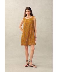 Fabrique - Mary Floral Square Neck Sleeveless Short Strap Dress - Lyst