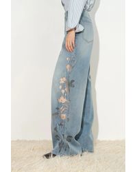 Fabrique - Myla Burnout Mesh Wide Leg Jeans - Lyst