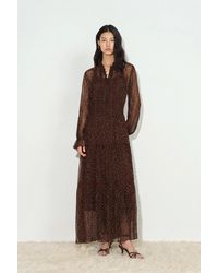 Fabrique - Anselm Polka Dot Ruffle Trim Dress With Inner Slip Dress - Lyst