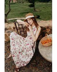 Fabrique - Liana Printed Pomegranate Floral Tiered Dress - Lyst