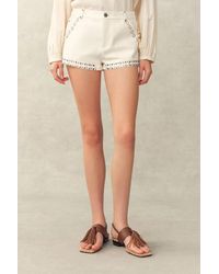 Fabrique - Cori Boho Mother Of Pearl Studded A Line Shorts - Lyst