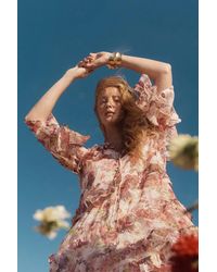 Fabrique - Annette Tiered Ruffle Hand-Painted Print Dress - Lyst