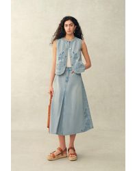 Fabrique - Perla Embossed Flowers Sleeveless Round Neck Top And Skirt Matching Set - Lyst