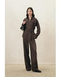 Fabrique - Faye Belted Roll Tab Sleeves Safari Blouse - Lyst