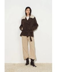 Fabrique - Freya Belted Low Waist Cropped Coat - Lyst