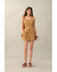 Fabrique - Suzane Handwork Stitched Scalloped Trim Sleeveless Top And Shorts Set - Lyst