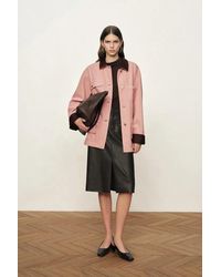 Fabrique - Telmo Dusty Leather Collar Patch Pocket Jacket - Lyst