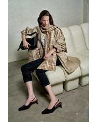 Fabrique - Tamsin Reversible Plaid Trench Coat With Scarf - Lyst