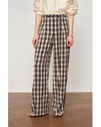 Fabrique - Joy Plaid Tie-Waist Straight Pants - Lyst