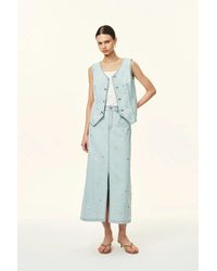 Fabrique - Jean Handwork Bead Denim Vest Top - Lyst