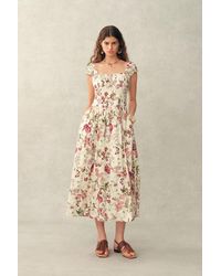 Fabrique - Rosalina Smocked Pomegranate Print Strap Dress - Lyst