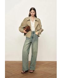 Fabrique - Elva Large Lapel Pleated Hem Short Trench Coat - Lyst