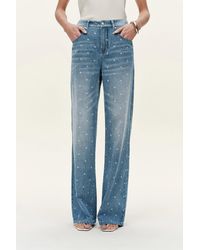 Fabrique - Elyra Polka Dot Straight Wide Leg Jeans - Lyst