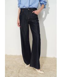 Fabrique - Lark Contrast Stitch Barrel Leg Jeans - Lyst