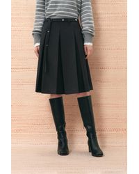 Fabrique - Alaia Belted Pleated Midi Skirt - Lyst