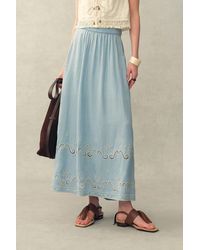 Fabrique - Shirley Eyelet Embroidered Washed Light- Denim Skirt - Lyst