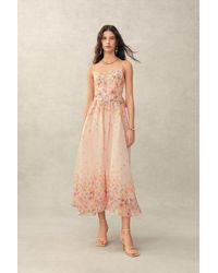Fabrique - Lilac Handpainted Floral Smocked Belted Strap Dress - Lyst