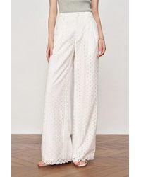 Fabrique - Eliana Cutwork Embroidery Wide Leg Pants - Lyst