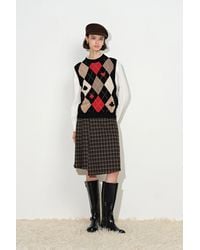 Fabrique - Veronica Hand Embroidery Contrast Argyle Vest - Lyst